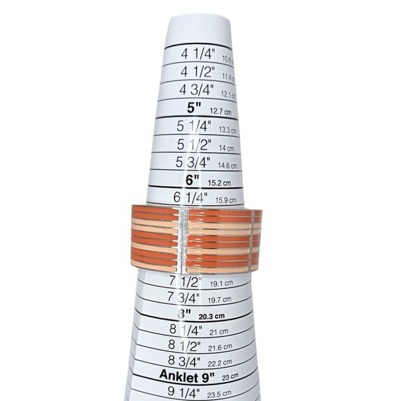 Pink Striped Wide Clamper Bracelet 7"  Silver Tone Bangle - Picture 10 of 10